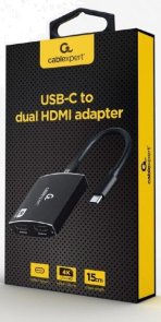 Перехідник Cablexpert 4K 30Hz Type-C / 2xHDMI Black (A-CM-HDMIF2-01)