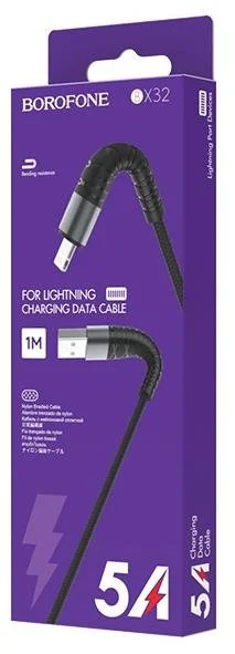 Фото: Кабель BOROFONE BX32 5A AM / Lightning 1m Black (BX32LB) № 3 | KTC