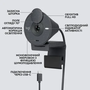 Фото: Web-камера Logitech Brio 300 Graphite (960-001436) № 12 | KTC