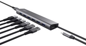 USB-хаб Trust 8 Port Dalyx Grey (24967)