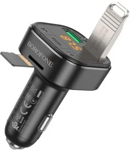 Фото: FM-трансмітер + АЗП BOROFONE BC43 Flash 18W Black № 3 | KTC