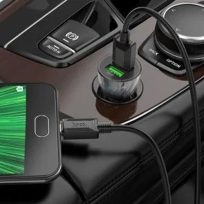 Фото: Автомобільний зарядний пристрій Hoco Z47 Transparent Discovery Edition 18W Black with AM/MicroB (6931474782236) № 3 | KTC
