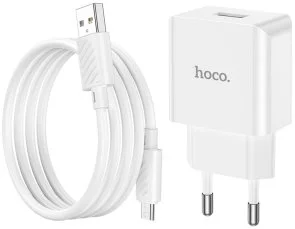 Фото: Зарядний пристрій Hoco C106A Leisure White with AM/MicroB (6931474783905) № 6 | KTC
