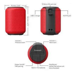 Фото: Портативна колонка Tronsmart Element T6 Mini Red (366158) № 3 | KTC