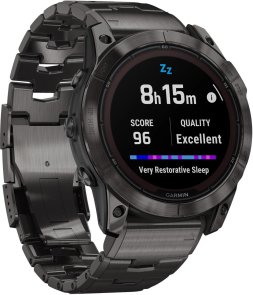  Смарт годинник Garmin Fenix 7X Pro Sapphire Solar Edition 51mm Carbon Gray DLC Titanium with Vented Titanium Bracelet (010-02778-30)