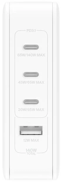 Зарядний пристрій Belkin 140W 4-Port GaN Wall Charger (WCH014BTWH)