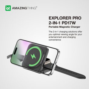 Бездротова зарядна станція AMAZINGthing Explorer Pro 2in1 MagSafe Black (EP2IN1SET)