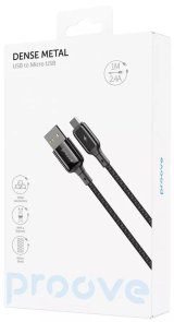 Кабель Proove Dense Metal 2.4A AM / MicroUSB 1m Black (CCDM20001301)