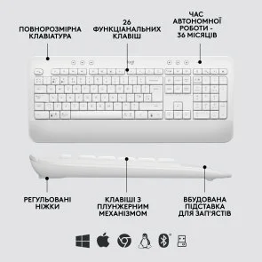 Фото: Комплект клавіатура+миша Logitech Signature MK650 Combo Us/Ukr OffWhite for business OEM (920-011032) № 4 | KTC