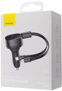 Фото: Автомобільний зарядний пристрій Baseus Enjoyment Retractable 2in1 33W Black (C00035500111-00) № 3 | KTC