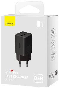 Зарядний пристрій Baseus GaN5 Pro 40W Black (CCGP180101)