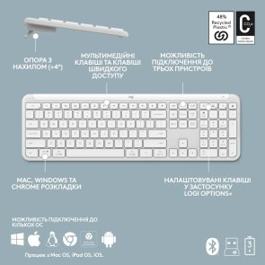 Клавіатура Logitech Signature Slim K950 US International Wireless Off White (920-012466)