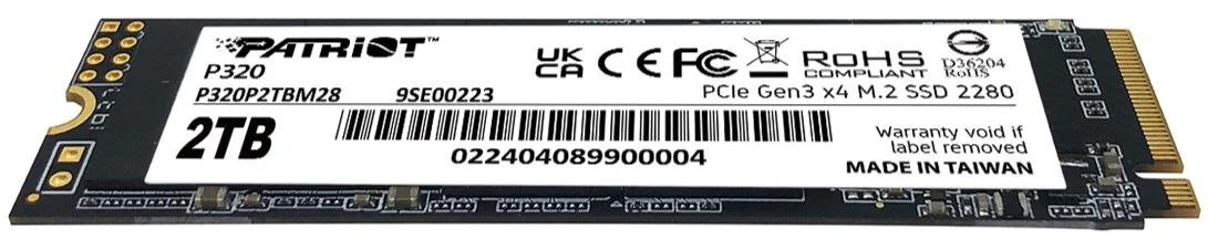 Фото: SSD-накопичувач Patriot P320 2280 PCIe 3.0 x4 NVMe 2TB (P320P2TBM28) № 4 | KTC