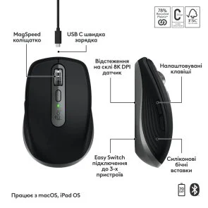 Фото: Миша Logitech MX Anywhere 3S for Mac Space Grey (910-006947) № 6 | KTC
