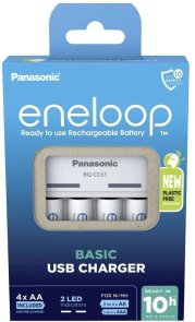 Basic Charger USB with 4xAA Eneloop 2000mAh