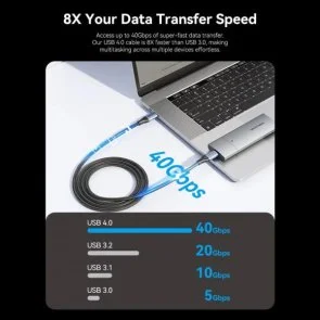 Фото: Кабель Vention Thunderbolt 4 240W 5A Type-C / Type-C 1m Black (TAVHF) № 6 | KTC