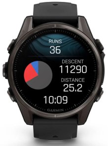 Смарт годинник Garmin fenix 8 - 43 mm AMOLED Sapphire Carbon Gray DLC Titanium with Black/Pebble Gray Silicone Band (010-02903-21)