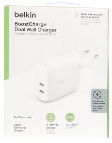 Зарядний пристрій Belkin BoostCharge PD 40W White (WCB006VFWH)