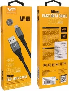 Фото: Кабель Veron NM09 2.4A Nylon AM / Micro USB 2m Black № 3 | KTC