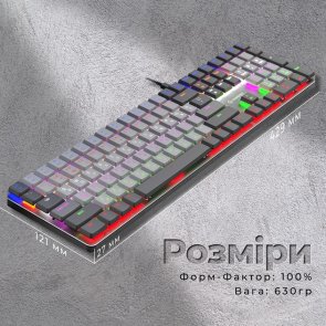 Клавіатура GamePro MK145R Red Switch Low Profile USB Dark Gray