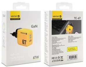 Фото: Зарядний пристрій Veron TC-67 Gan2 67W Yellow № 4 | KTC