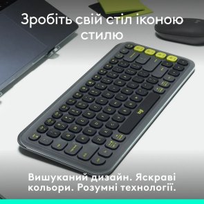 Клавіатура компактна Logitech Pop Icon Keys Wireless Graphite/Green (920-013157)