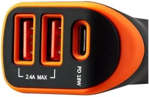 Фото: Автомобільний зарядний пристрій Canyon C-08 Black/Orange (CNE-CCA08BO) № 3 | KTC