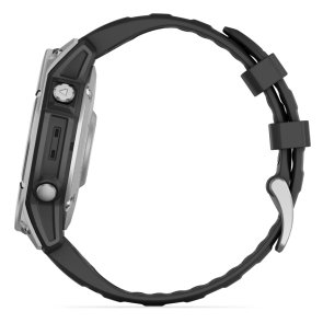 Смарт годинник Garmin Fenix E - 47 mm AMOLED Stainless Steel with Black Silicone Band (010-03025-00)