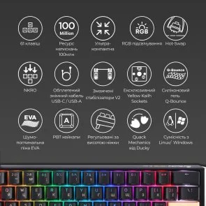 Фото: Клавіатура Ducky One 3 Mini Cherry MX Brown RGB ENG/UKR Black (DKON2161ST-BUAPXCLAWSC1) № 4 | KTC