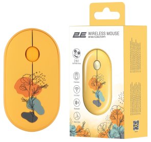 Миша 2E MF300 Flora Poppy Silent Wireless Yellow (2E-MF300WFLORAYW)