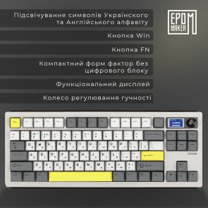 Клавіатура Epomaker Shadow-S TKL Mulan Switch Hot-Swap LCD Screen RGB White (SHS-W-M)