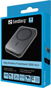 Батарея універсальна Sandberg Mag Wireless 5000mAh 20W/Qi 15W Black (420-96)