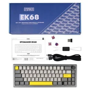 Клавіатура Epomaker EK68 Flamingo Switch Hot-Swap RGB WL/BT/USB Black (EK68-B-F)