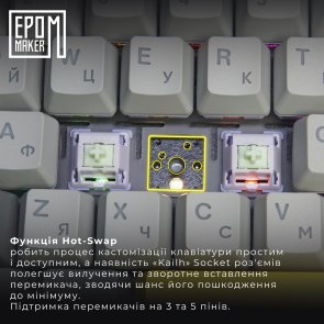 Клавіатура Epomaker Shadow-X Wisteria Linear Switch Hot-Swap RGB WL/BT/USB White (SHX-W-WL)