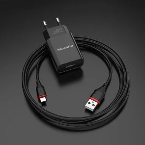 Фото: Зарядний пристрій BOROFONE BA20A Sharp Black with AM/Lightning (BA20ALB) № 4 | KTC