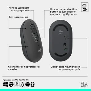 Фото: Комплект клавіатура+миша Logitech POP Icon Combo Graphite/Green (920-013156) № 7 | KTC