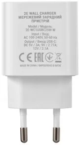 Фото: Зарядний пристрій 2E Wall Charger PD 25W White (2E-WC1USBC25W-W) № 5 | KTC