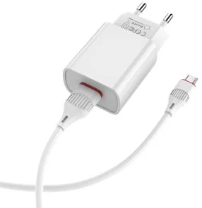 Фото: Зарядний пристрій BOROFONE BA20A Sharp 2.1A White with AM / MicroB (BA20AMW) № 3 | KTC