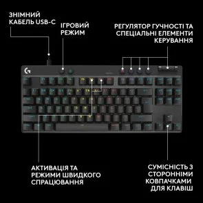 Фото: Клавіатура Logitech G Pro X TKL Rapid Linear Black (920-013233) № 7 | KTC