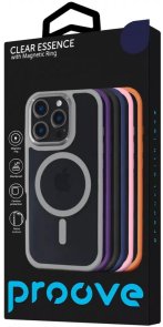 for Apple iPhone 16 Pro - Clear Essence Case with Magnetic Ring Black