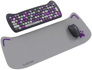 Комплект клавіатура+миша Canyon HSET-W6 Kitty Edition Wireless Violet (CNS-HSETW6VT)