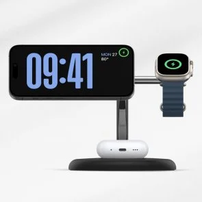 Фото: Бездротова зарядна станція Belkin BoostCharge Pro 3in1 Qi2 15W Black (WIZ023VFBK) № 6 | KTC