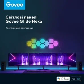 Фото: Настінний світильник Govee H6061 Glide Hexa Light Panels RGBIC Wi-Fi/BT 10pcs White (B6061301) № 10 | KTC