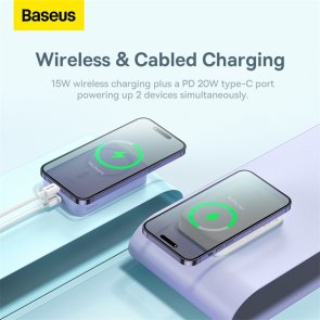 Батарея універсальна Baseus Magnetic Mini Wireless Fast Charge 20000mAh 20W White (PPCX150002)