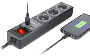 Мережевий фільтр Real-EL RS-3 2xUSB 3/1.8m Black (EL122500001)