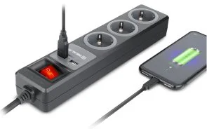 Фото: Мережевий фільтр Real-EL RS-3 USB Charge 2xUSB 3/1.8m Black (EL122500001) № 3 | KTC