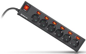 Мережевий фільтр Real-EL RS-6 Extra 6/1.8m Black (EL122300001)