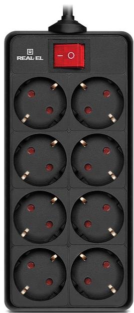 Мережевий фільтр Real-EL RS-8 Protect 8/1.8m Black (EL122300021)