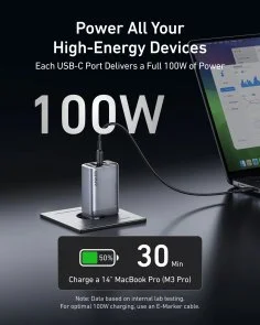 Фото: Зарядний пристрій Anker GaNPrime Charger GaN 100W Silver (A2688341) № 3 | KTC