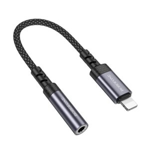 Перехідник BOROFONE BV24 Graceful Lightning / Jack 3.5mm F Metal Grey (6941991120398)